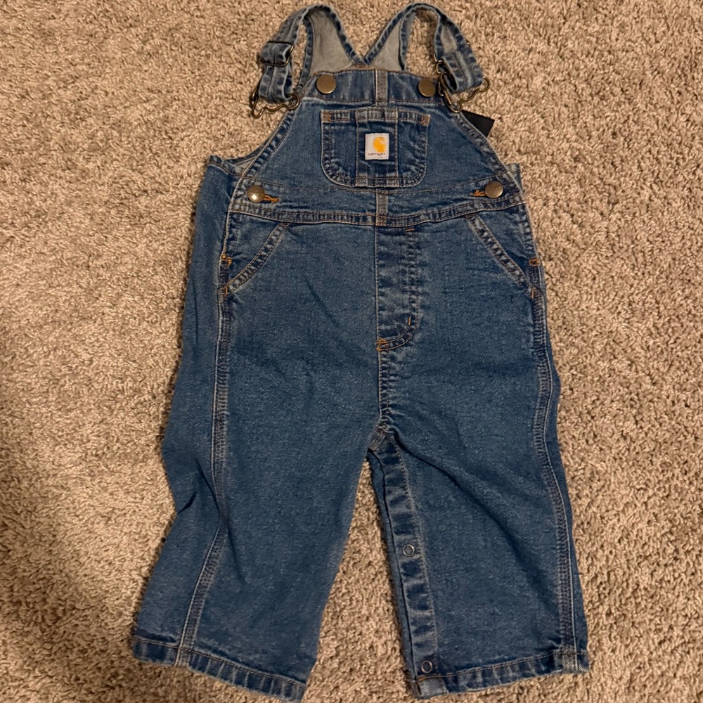 Carhartt Infant Blue Denim Overalls 9mo NWOT